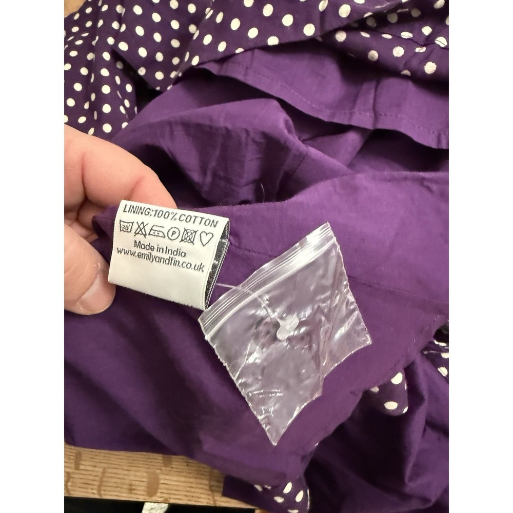 Modcloth Emily And Fin Retro Dress XL Polka Dot Purple Button Up Short Sleeve - Picture 6 of 7